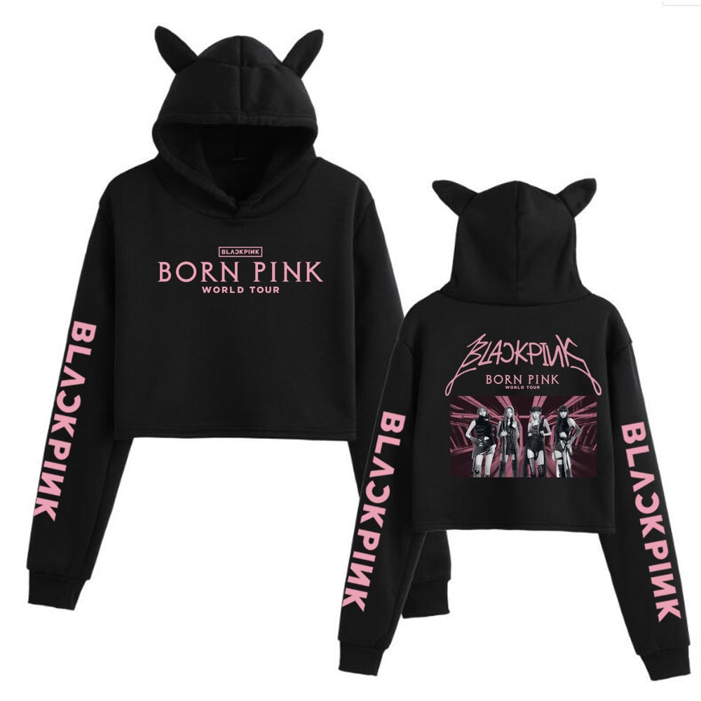 Kpop Womens Blackpink Born Pink Cropped Hoodie – The Kawaii Factory Kpop Womens Blackpink Born Pink Cropped Hoodie – The Kawaii Factory