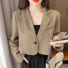 Korean Fashion Oversized Cropped Blazer Sand Beige