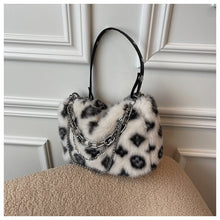 Korean Fashion Aesthetic Faux Fur Chain Shoulder Bag White