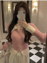 Y2K Balletcore Fur Lined Rib Knit Cardigan