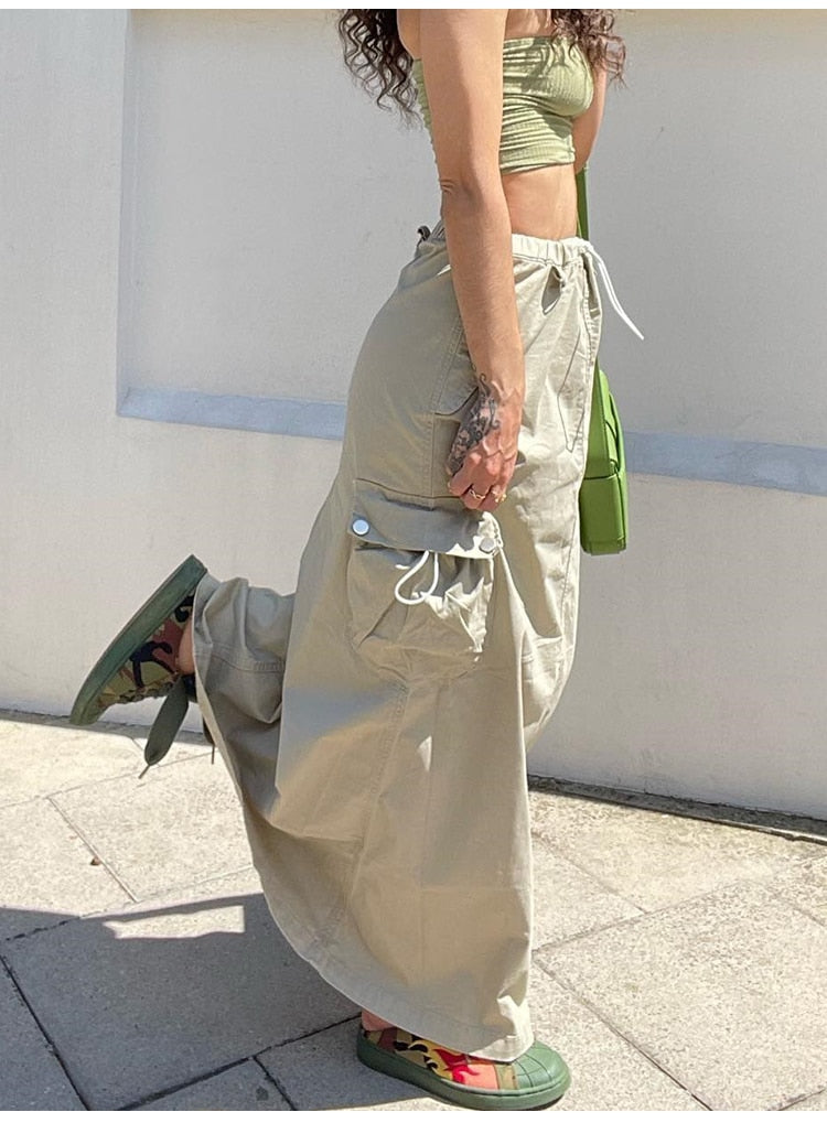 Y2K Fairy Grunge Maxi Cargo Skirt – The Kawaii Factory