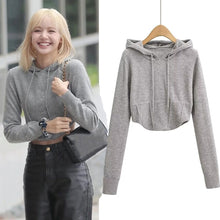 Korean Aesthetic Blackpink Lisa Inspired Casual Knit Corset Hoodie