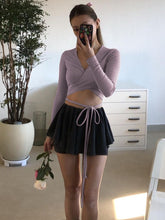 Balletcore Dusty Purple Long Sleeve Wrap Crop Top