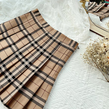 Harajuku Korean Style Dark Academia Aesthetic Beige Gingham Plaid Skirt