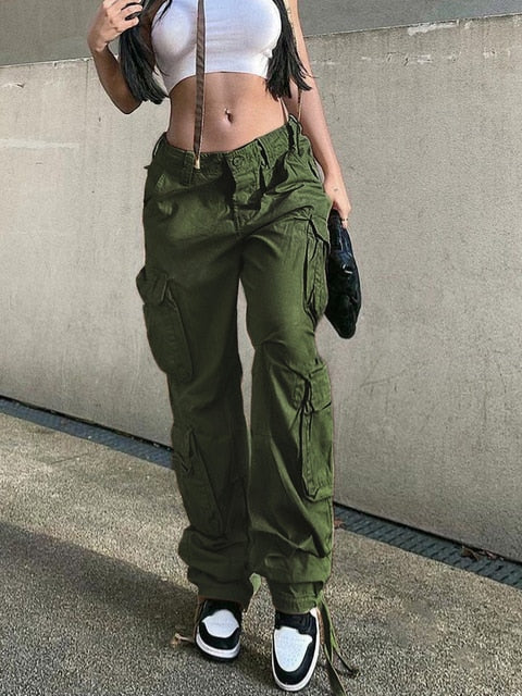 Korean Style Drawstring Cargo Pants For Women Y2K Streetwear