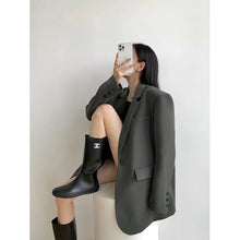 Korean Fashion Long Oversized Blazer Gray