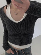 Y2K Cyber Fairy Grunge Aesthetic Acubi Double Layered Rib Knit Top