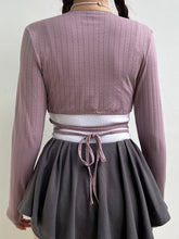Balletcore Dusty Purple Long Sleeve Wrap Crop Top