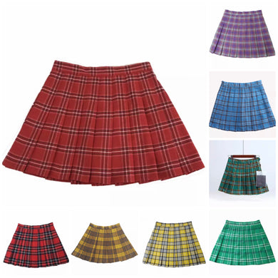 Plus Size Harajuku Kawaii Fashion Plaid Pleated Skirt (8 Rainbow Colors)