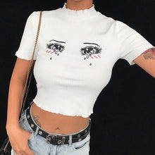 Harajuku You Made Her Cry Embroidered Crop Top (White)