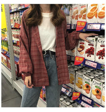 Harajuku Light Oversized Button Up Plaid Shirt (Red/Yellow/Blue)