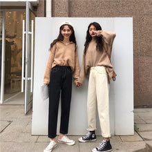 Harajuku Straight Cut Jeans (Dark Denim/Beige)