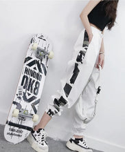 Harajuku Streetstyle Camo Side Strip Cargo Pants (Black/White)