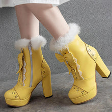 Harajuku Kawaii Gyaru Faux Fur Laceup Ankle Boots (6 Colors)