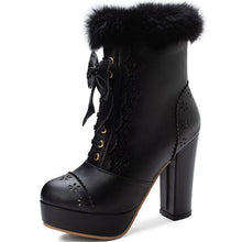Harajuku Kawaii Gyaru Faux Fur Laceup Ankle Boots (6 Colors)