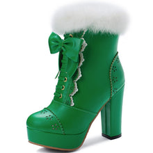 Harajuku Kawaii Gyaru Faux Fur Laceup Ankle Boots (6 Colors)
