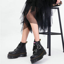 Harajuku Kawaii Heart Buckle Combat Boots