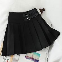Harajuku Double Belt Pleated Tennis Skirt (Grey/Black)