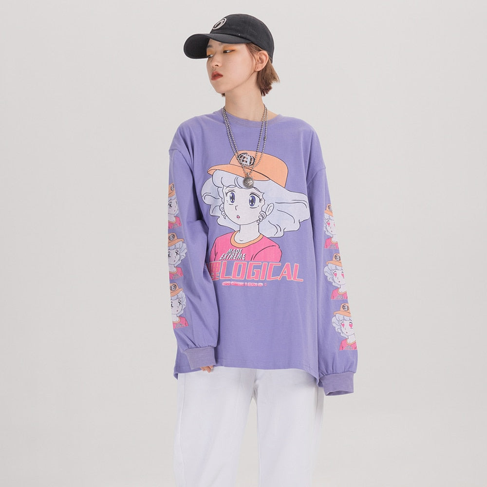 Harajuku Anime Girl Creamy Mami Oversized Long Sleeve Tshirt