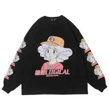 Harajuku Anime Girl Creamy Mami Oversized Long Sleeve Tshirt (Purple/White/Black)