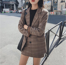 Harajuku Ulzzang Korean Style Two Piece Brown Mini Skirt Suit
