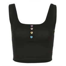 Harajuku Kawaii Candy Heart Buttons Crop Tank Top Tshirt