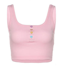 Harajuku Kawaii Candy Heart Buttons Crop Tank Top Tshirt