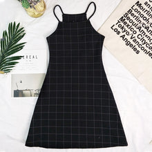 Korean Style Checkered Black Cami Dress