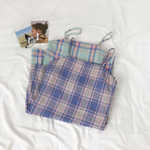 Korean Style Plaid Camisole Dress (Purple/Green)