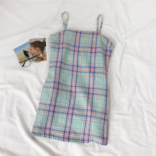 Korean Style Plaid Camisole Dress (Purple/Green)