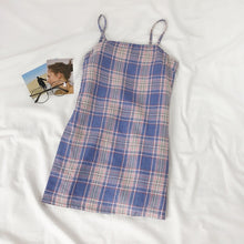 Korean Style Plaid Camisole Dress (Purple/Green)