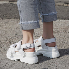 Harajuku Korean Chunky Platform Sandals (Black/White)