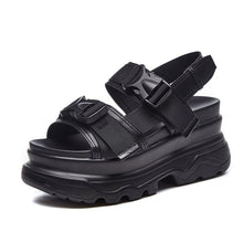 Harajuku Korean Chunky Platform Sandals (Black/White)