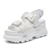 Harajuku Korean Chunky Platform Sandals (Black/White)