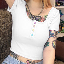 Harajuku Kawaii Candy Heart Buttons Crop Tank Top Tshirt