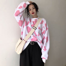 Harajuku Kawaii Fashion Cow Print Oversized Sweatshirt