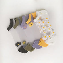 Korean Style Daisy Flower Transparent Socks (5 Colors)