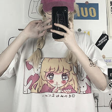 Harajuku Anime Girl Little Sister T-shirt (White/Pink)