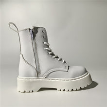 Harajuku Chunky Black and White Short Combat Boots