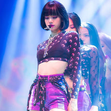 blackpink lisa outfits crescent moon print top