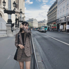 Harajuku Ulzzang Korean Style Two Piece Brown Mini Skirt Suit