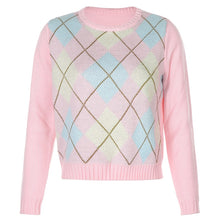Harajuku Kawaii Fashion Pastel Diamond Knit Sweater