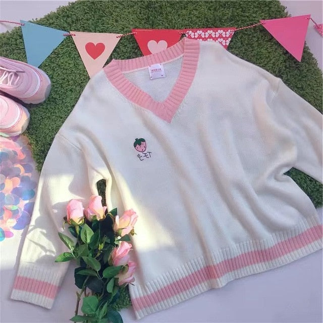 Harajuku Kawaii Peach Knit Sweater