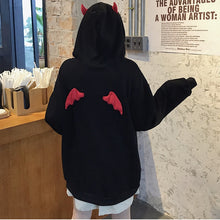 Harajuku Yami Kawaii Fashion Devil Horns Wings Black Hoodie