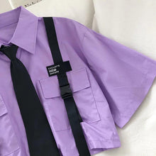 K-pop Korean Street Fashion Cargo Pants Cropped Shirt Two Piece Set