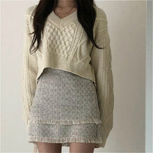 Korean Style Preppy Cropped Knit Sweater with Back Lace (3 Colors)