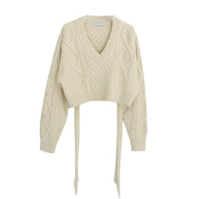Korean Style Preppy Cropped Knit Sweater with Back Lace (3 Colors)