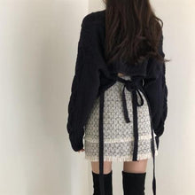 Korean Style Preppy Cropped Knit Sweater with Back Lace (3 Colors)