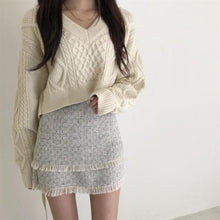 Korean Style Preppy Cropped Knit Sweater with Back Lace (3 Colors)