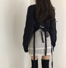 Korean Style Preppy Cropped Knit Sweater with Back Lace (3 Colors)